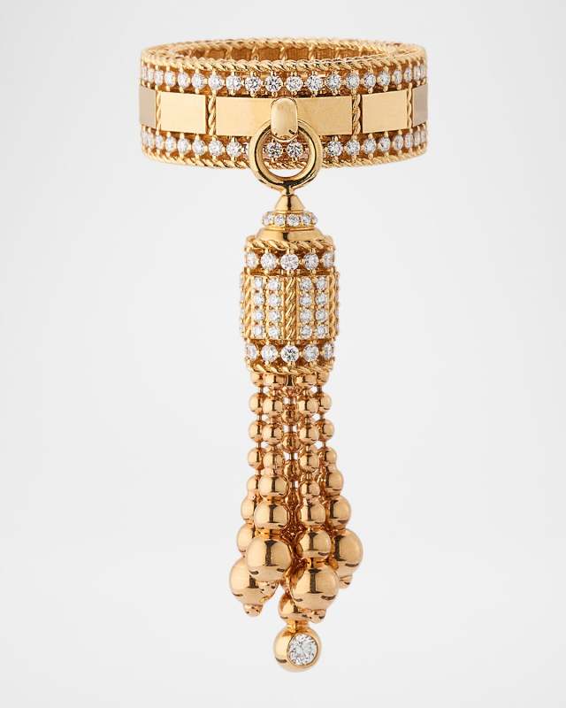 18K Rose Gold Art Deco Diamond Tassel Band Ring